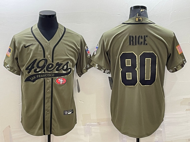 Men's San Francisco 49ers Jerry Rice Olive 2022 Salute To Service Retired Player Limited Jersey Joint Edition