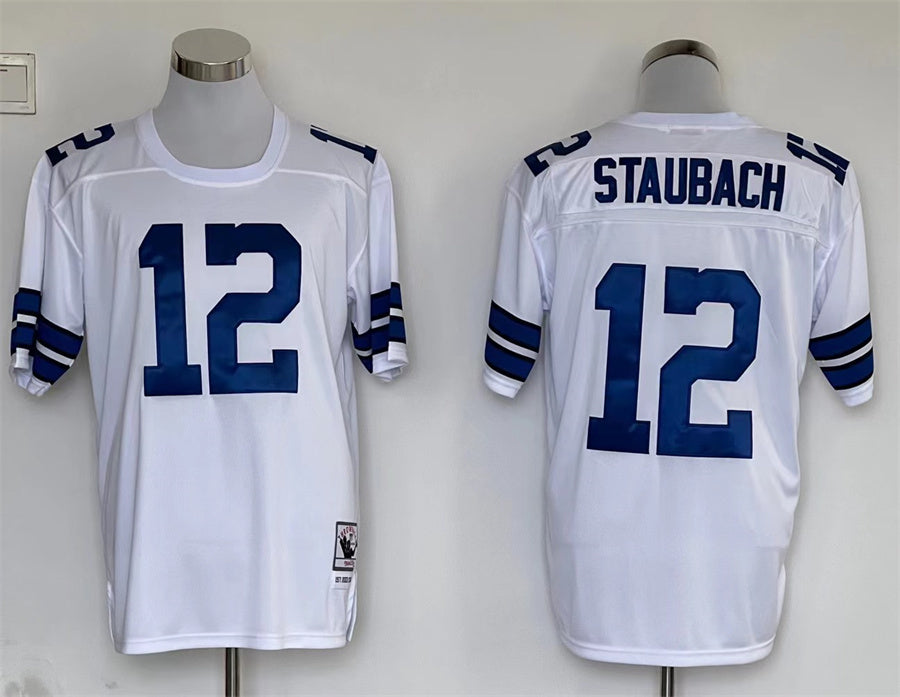 Men's Dallas Cowboys Roger Staubach White Legacy Replica Jersey1