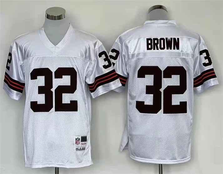 Men's Cleveland Browns Jim Brown White Legacy Replica Jersey1