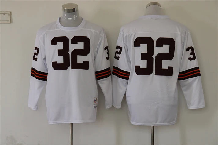 Men's Cleveland Browns Jim Brown White Legacy Replica Player Jersey