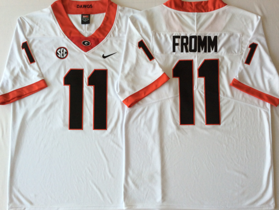 Men's Georgia Bulldogs Jake Fromm White Player Game Jersey