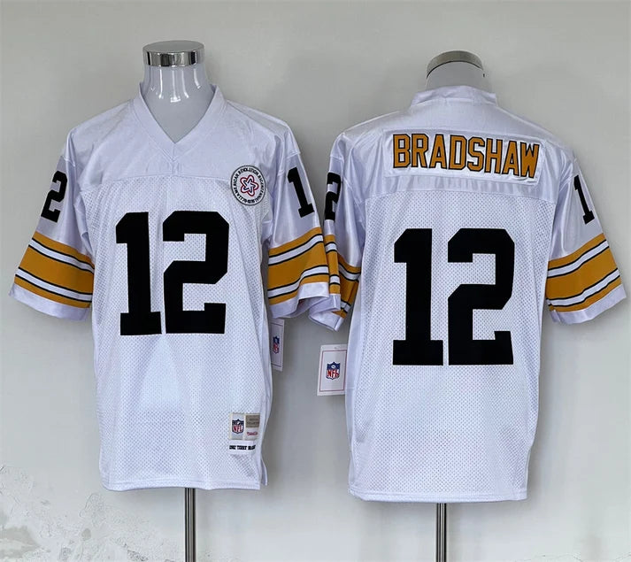 Men's Pittsburgh Steelers Terry Bradshaw White Legacy Replica Jersey