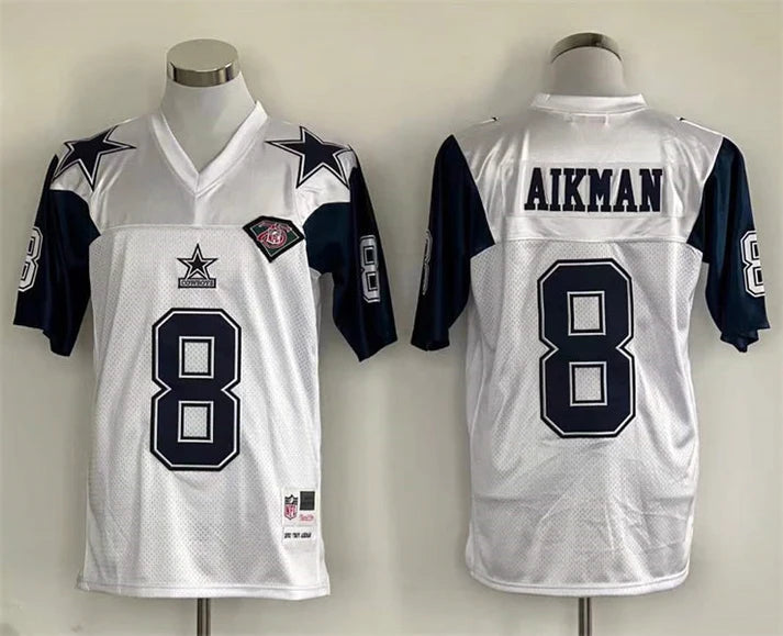 Men's Dallas Cowboys Troy Aikman White Legacy Replica Jersey1