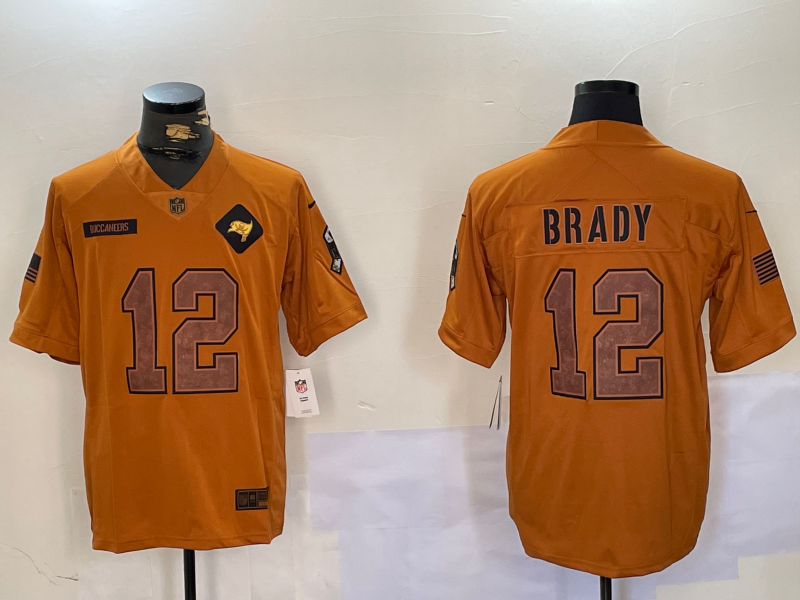 Men's Tampa Bay Buccaneers Tom Brady Brown Salute To Service Limited Jersey