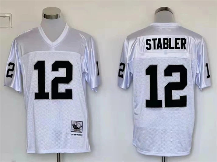 Men's Oakland Raiders Ken Stabler White Legacy Replica Jersey1