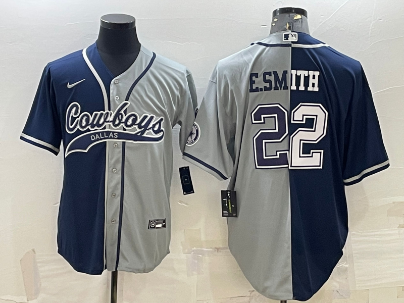 Men's Dallas Cowboys Emmitt Smith Navy/Gray Game Jersey Joint Edition