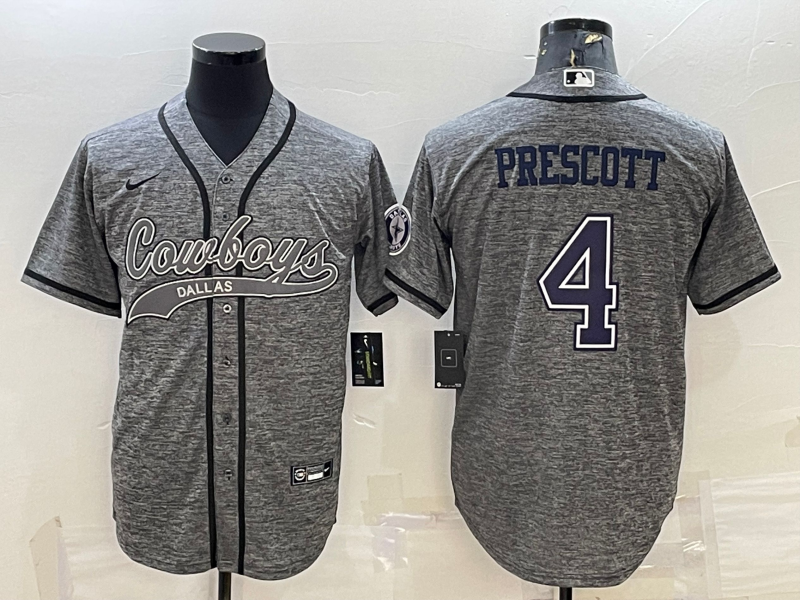 Men's Dallas Cowboys Dak Prescott Gray Game Jersey Joint Edition