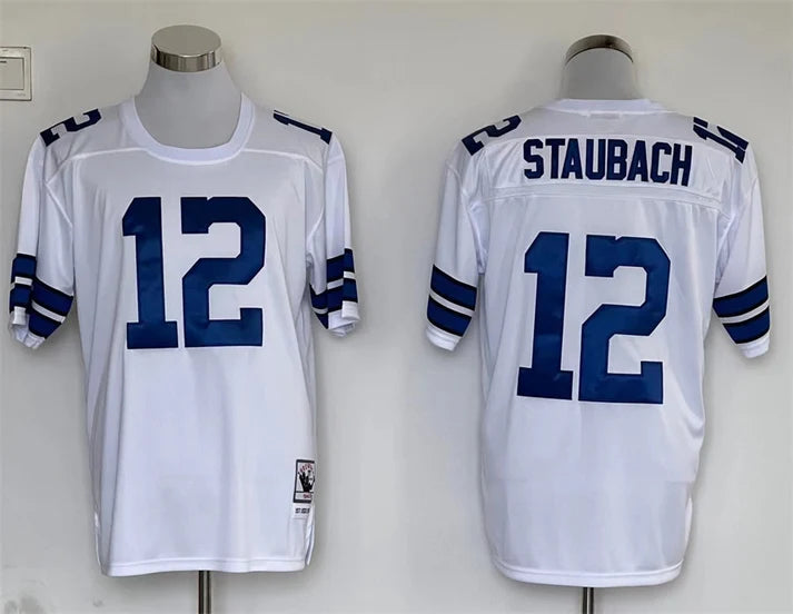 Men's Dallas Cowboys Roger Staubach White Legacy Replica Jersey