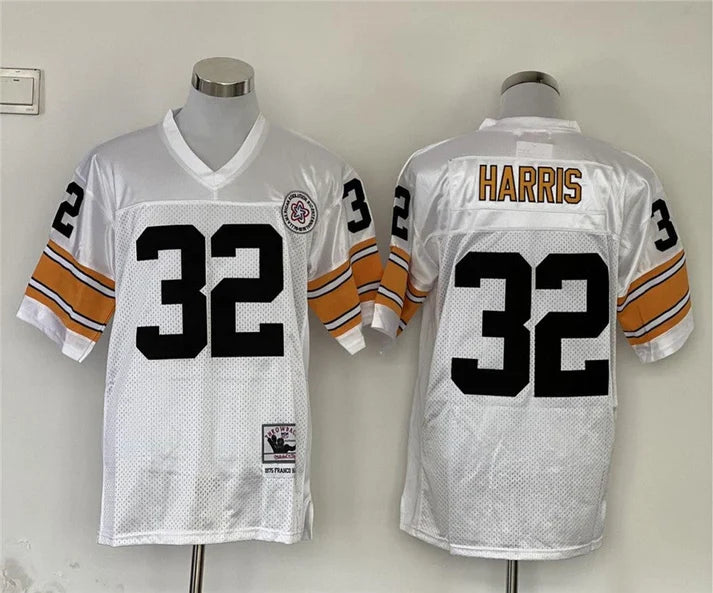 Men's Pittsburgh Steelers Franco Harris White Legacy Replica Jersey1