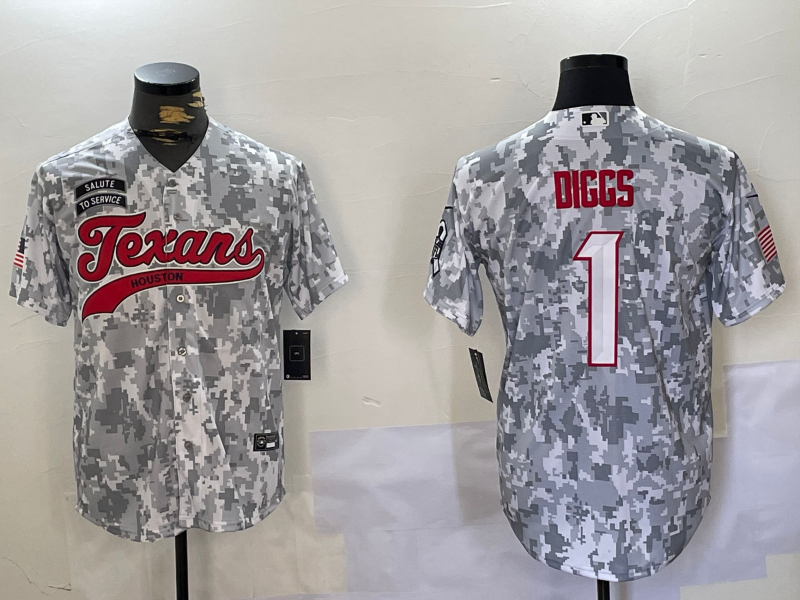 Men's Houston Texans Stefon Diggs Arctic Camo 2024 Salute to Service Player Jersey