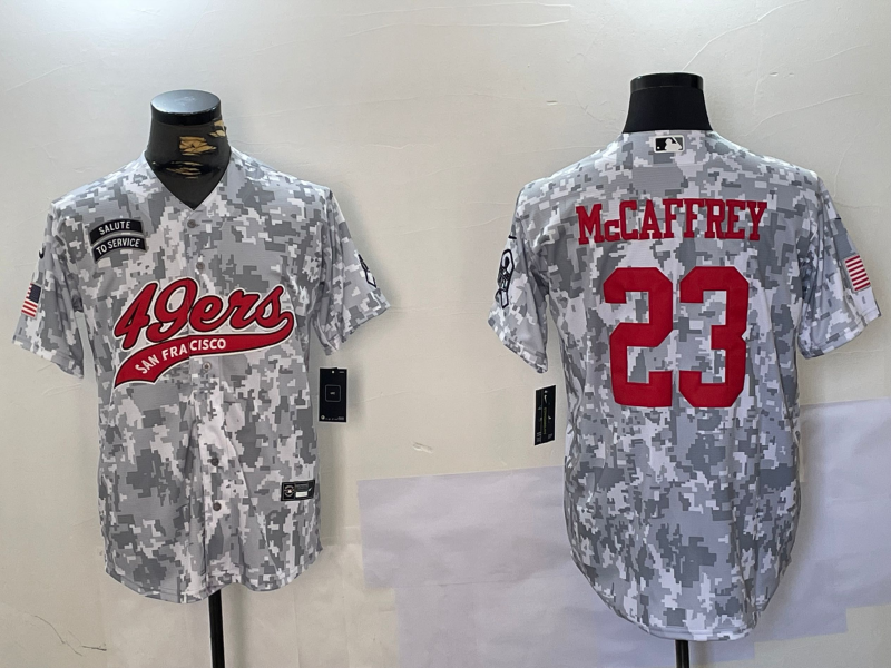 Men's San Francisco 49ers Christian McCaffrey Arctic Camo Salute to Service Limited Jersey