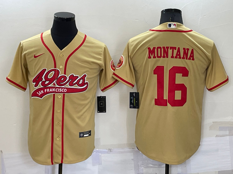 Men's San Francisco 49ers Joe Montana Gold Game Jersey Joint Edition
