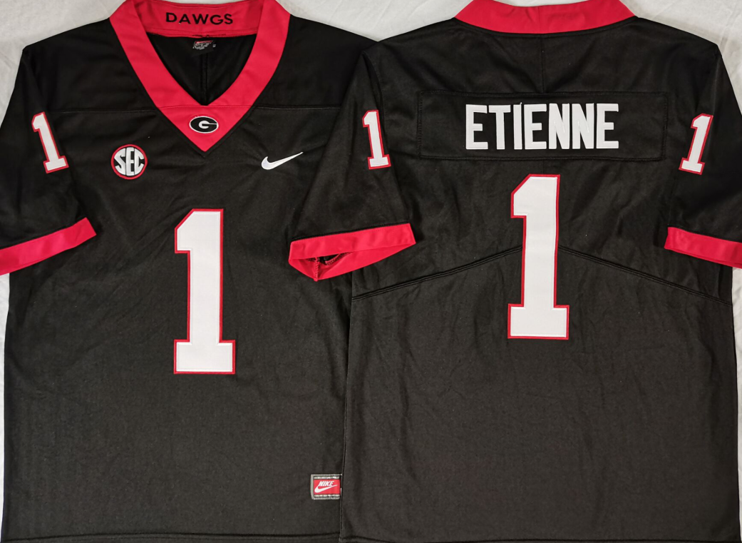 Men's Georgia Bulldogs Trevor Etienne Black Game Jersey