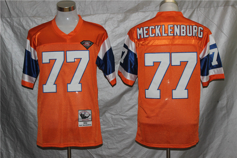 Men's Denver Broncos Karl Mecklenburg Orange Legacy Replica Jersey1