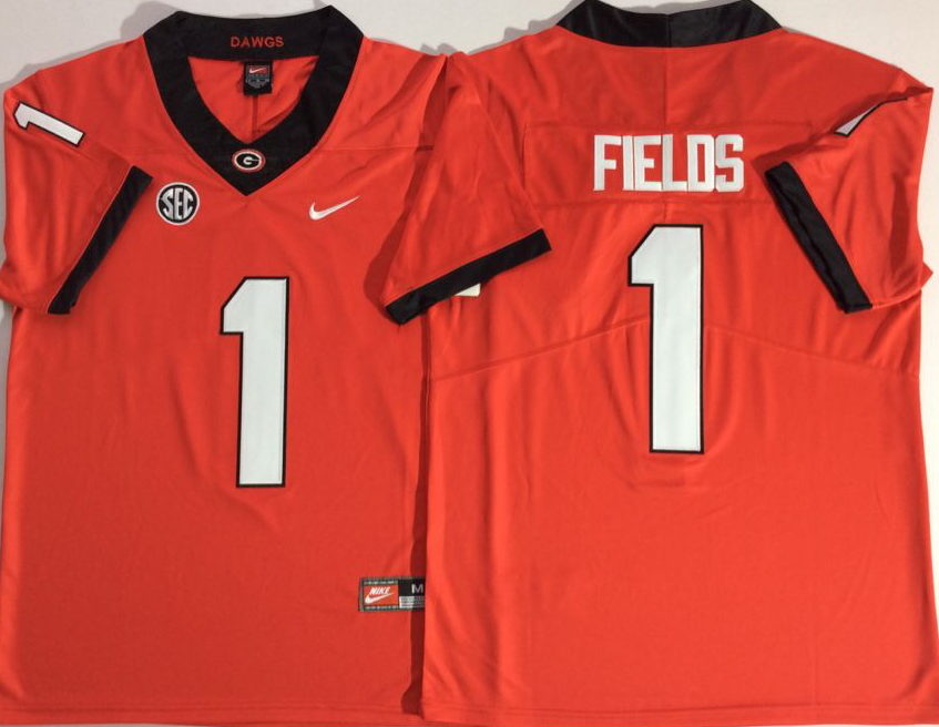 Men's Georgia Bulldogs Justin Fields Red Player Game Jersey
