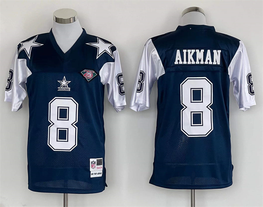 Men's Dallas Cowboys Troy Aikman Navy Legacy Replica Player Jersey1