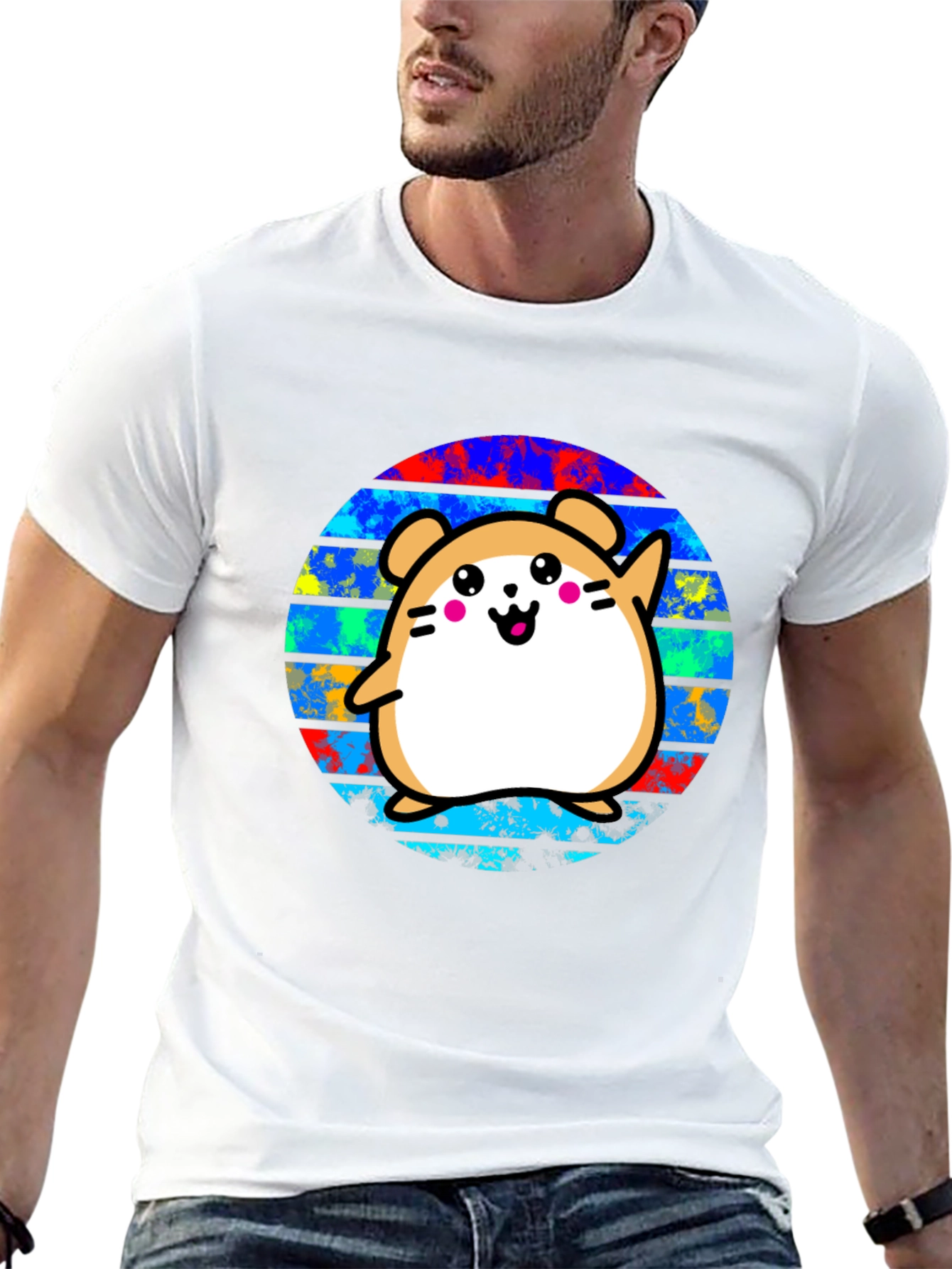 Cute Hamster Graphic Black T-Shirt