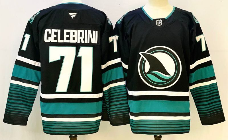 Men's San Jose Sharks Macklin Celebrini Fanatics Black Player Jersey