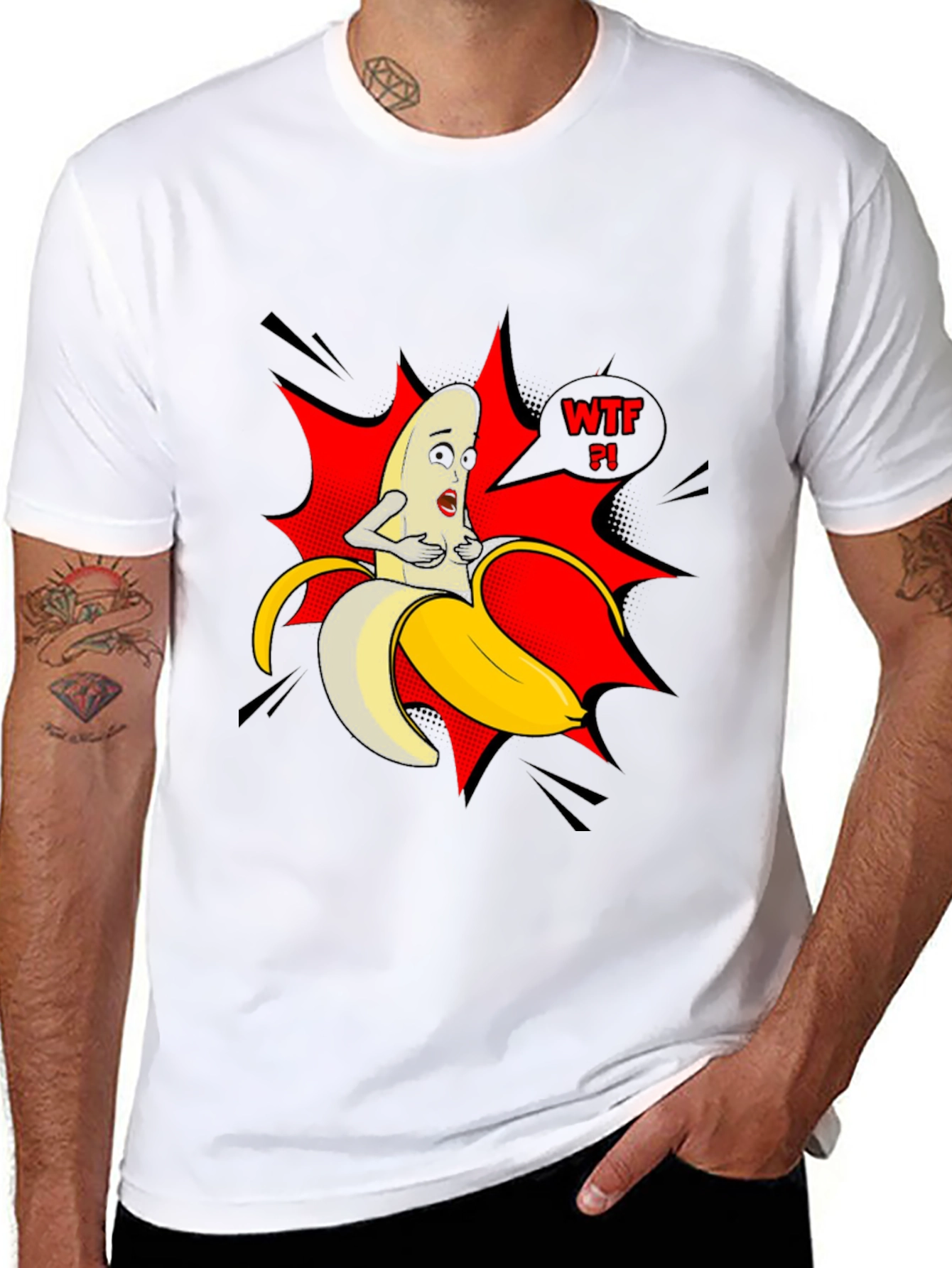 WTF Banana Graphic Tee - Funny Mens Black T-Shirt