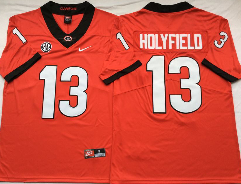 Men's Georgia Bulldogs Elijah Holyfield Red Player Game Jersey