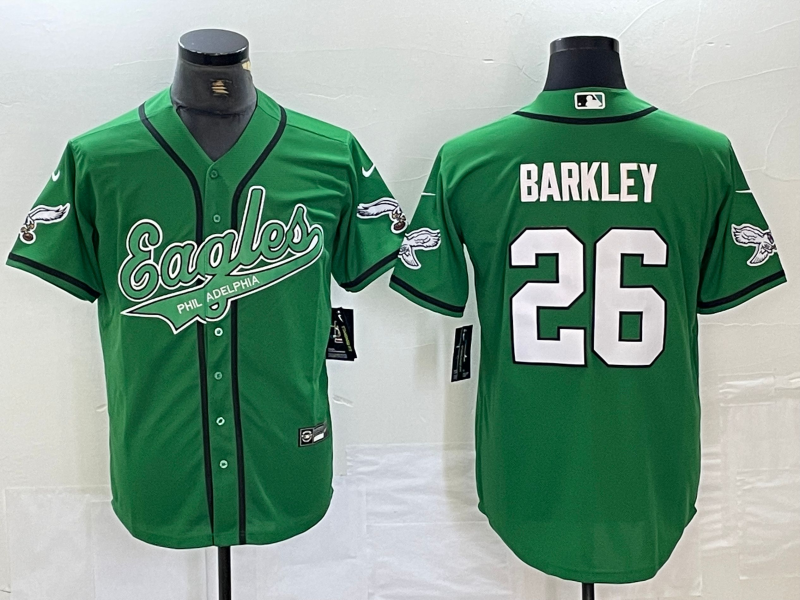 Men's Philadelphia Eagles Saquon Barkley Kelly Green Game Jersey Joint Edition