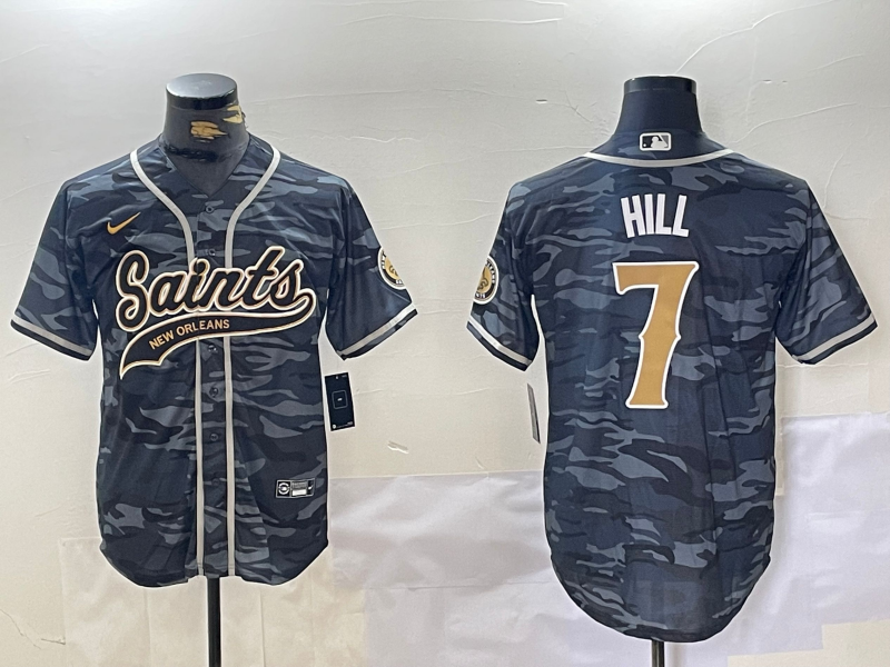 Men's New Orleans Saints Taysom Hill Grey Camouflage Player Jersey