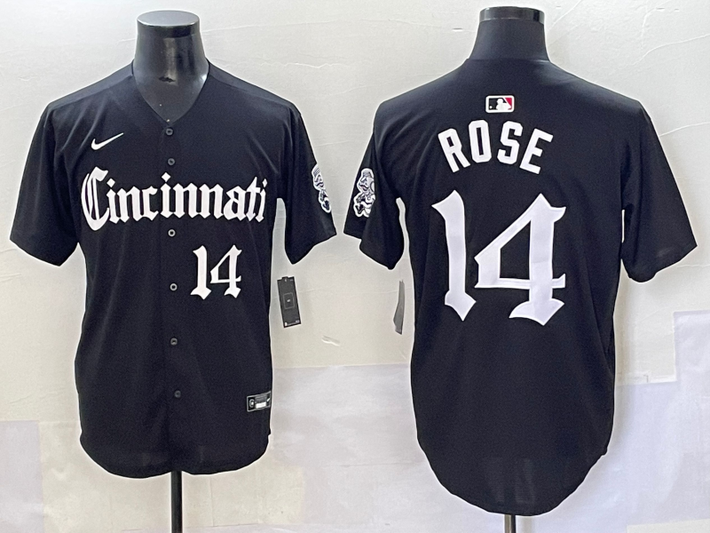 Men's Cincinnati Reds Pete Rose Black Replica Player Jersey