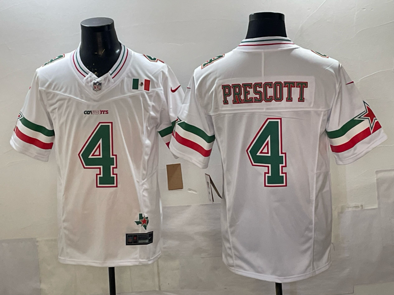 Men's Dallas Cowboys Dak Prescott #4 White Game Team Jersey