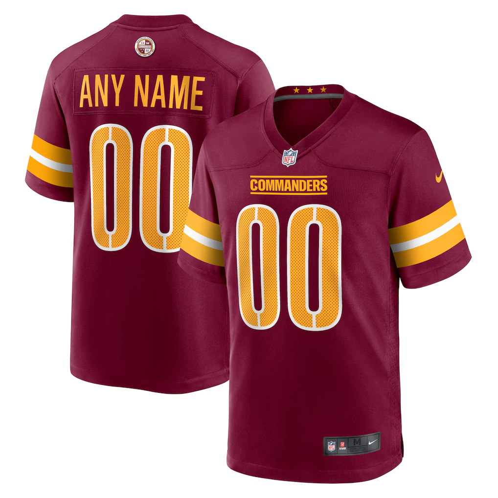 Men's Washington Commanders Burgundy Game Custom Player Jersey