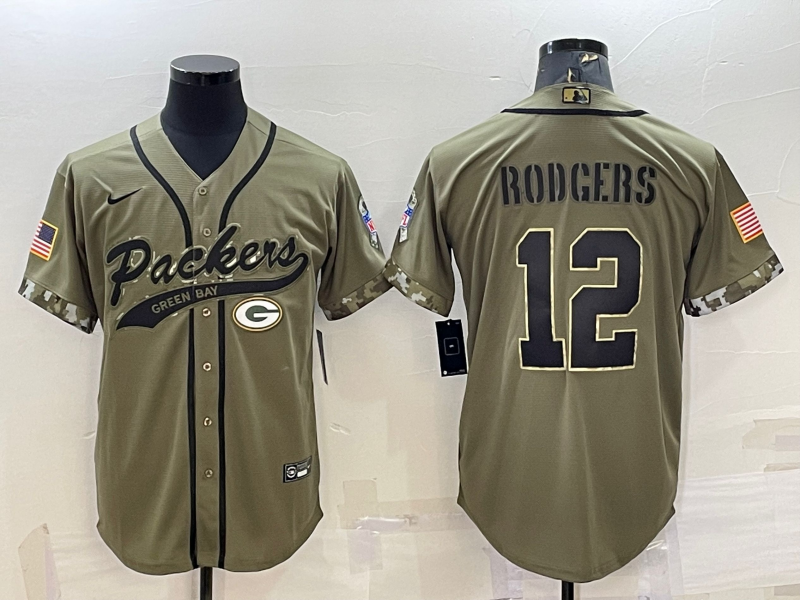 Men's Green Bay Packers Aaron Rodgers Olive 2022 Salute To Service Limited Jersey Joint Edition