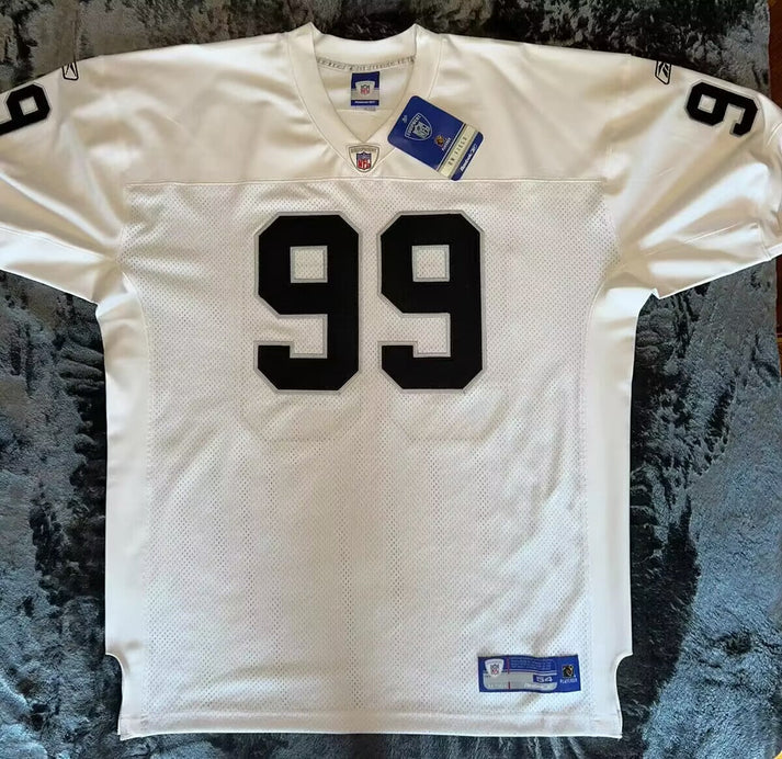 Men's Oakland Raiders Warren Sapp White Legacy Replica Jersey1