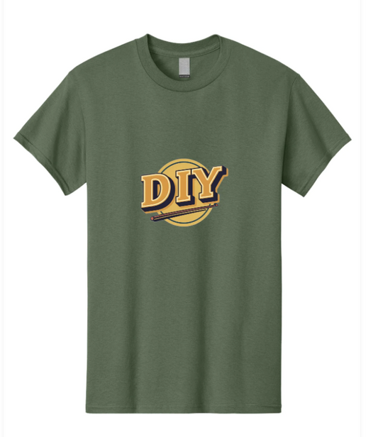 DIY Military Green Men's Graphic Tee, 100% Cotton