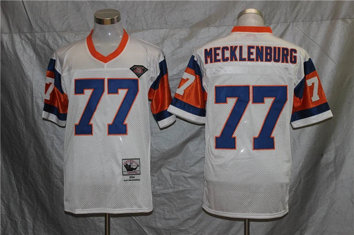 Men's Denver Broncos Karl Mecklenburg White Legacy Replica Jersey1