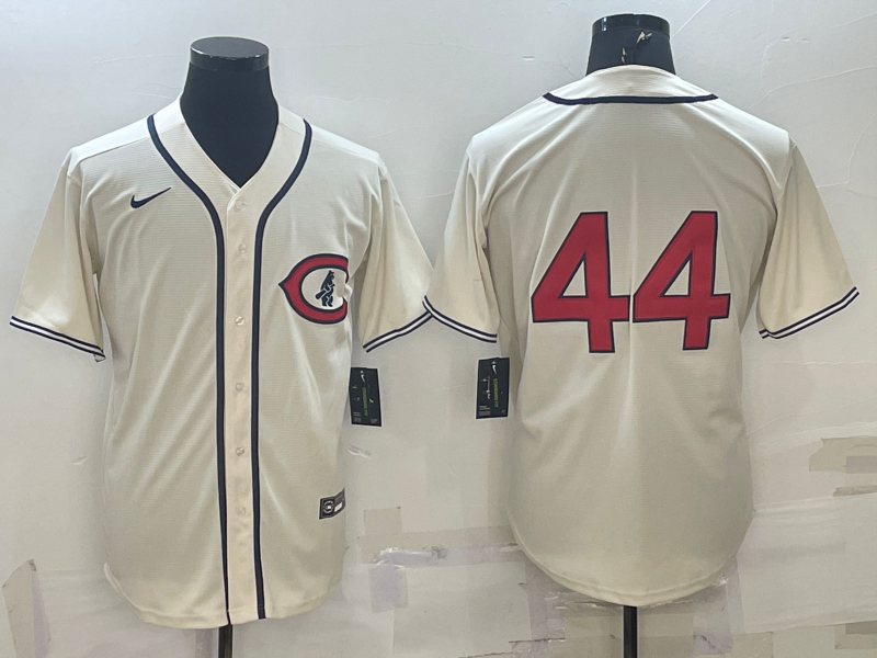 Men's Chicago Cubs Anthony Rizzo Cream Player Name Jersey