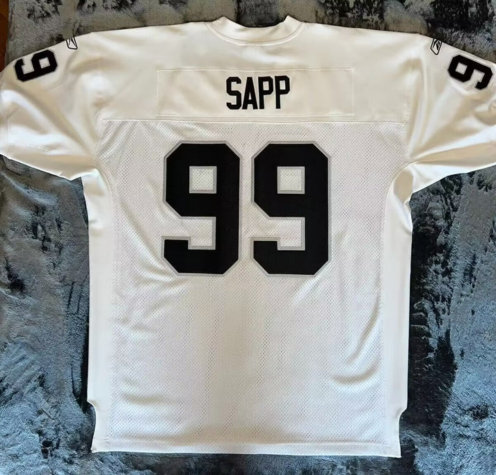 Men's Oakland Raiders Warren Sapp White Legacy Replica Jersey