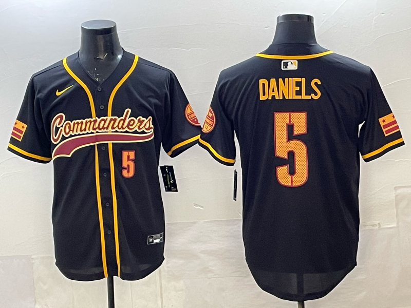 Men's Washington Commanders Jayden Daniels Black Team Game Jersey