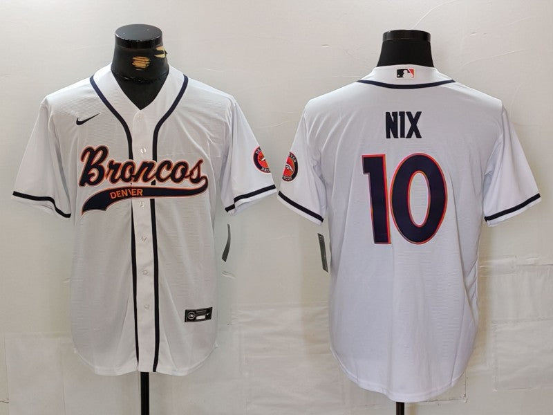 Men's Denver Broncos Bo Nix White Game Jersey