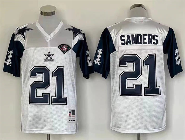 Men's Dallas Cowboys Deion Sanders White Legacy Replica Jersey