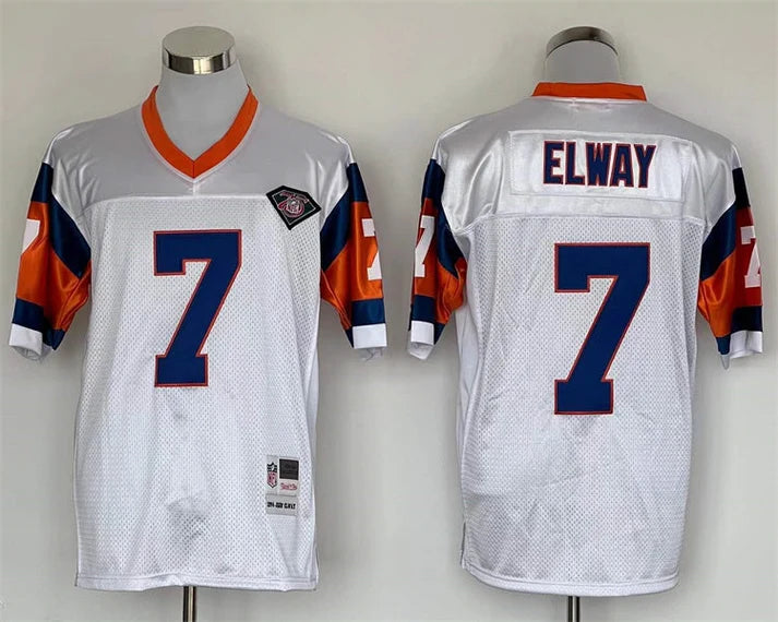 Men's Denver Broncos John Elway White Legacy Replica Jersey