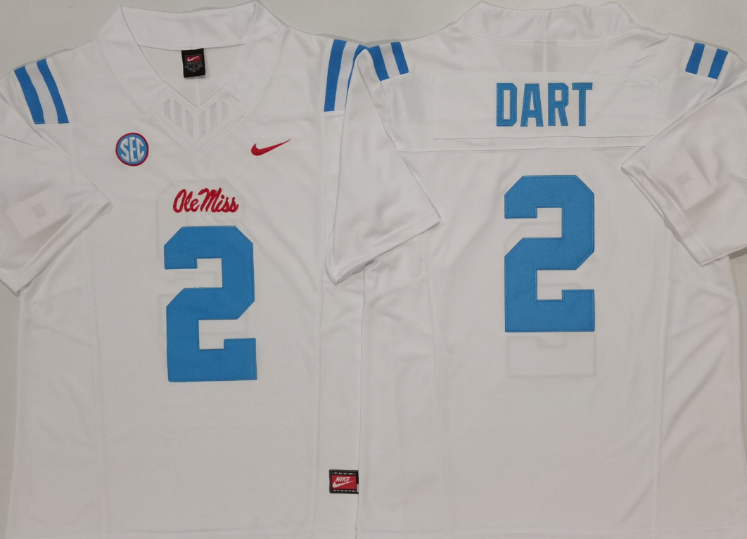 Men's Ole Miss Rebels Jaxson Dart White Player Jersey