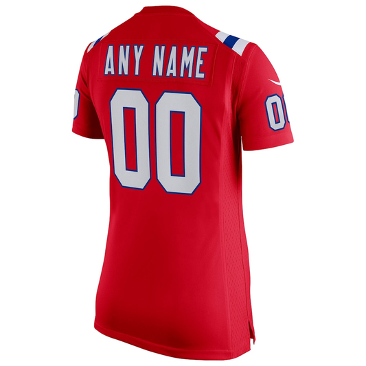 Women's New England Patriots Nike Red Super Bowl LX Patch Custom Game Jersey