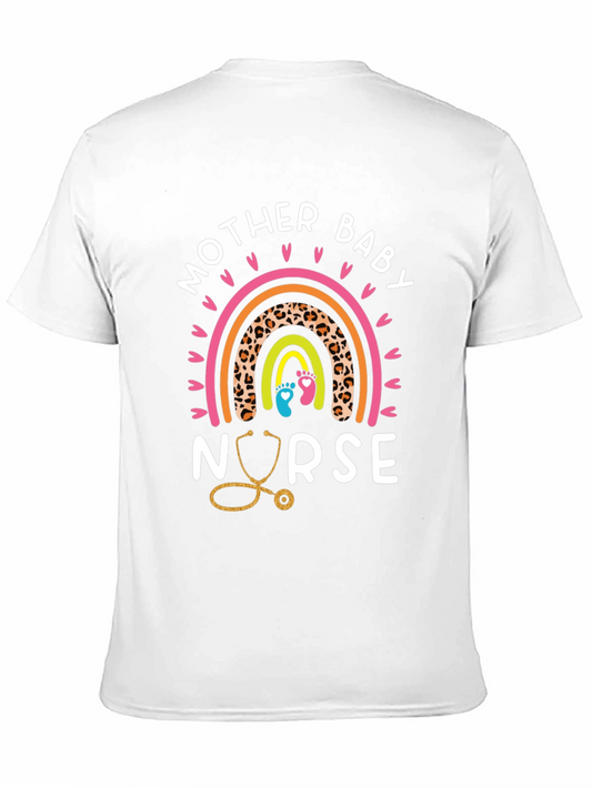 Mother Baby Nurse Rainbow Graphic T-Shirt