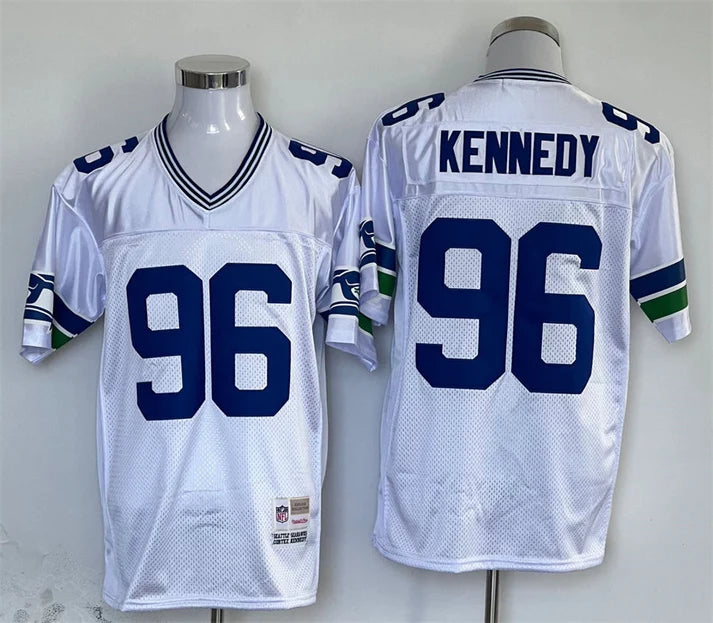 Men's Seattle Seahawks Cortez Kennedy White Legacy Replica Jersey