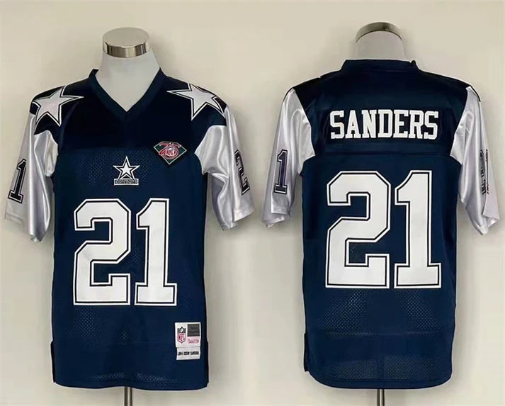 Men's Dallas Cowboys Deion Sanders Navy Legacy Replica Jersey