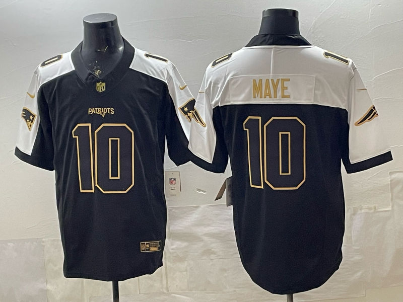 Men's New England Patriots Drake Maye Black Game Player Jersey