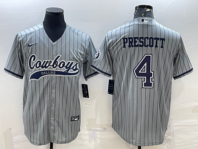 Men's Dallas Cowboys Dak Prescott Gray Game Player Jersey Joint Edition