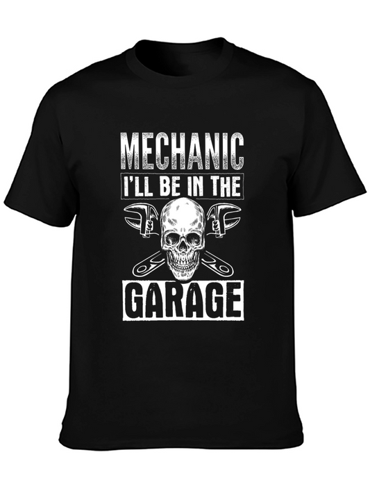 Mechanic Garage Skull Graphic T-Shirt