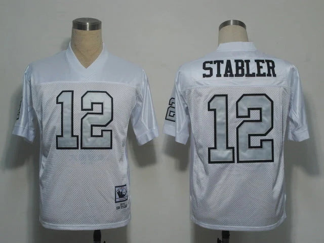 Men's Oakland Raiders Ken Stabler White Legacy Replica Player Jersey1