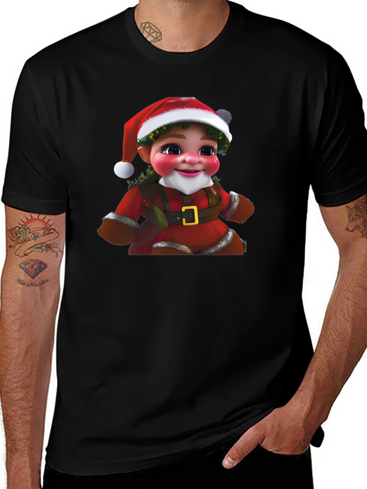 Santa Elf Baby Graphic Black T-Shirt