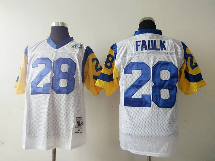 Men's San Louis Rams Marshall Faulk White Legacy Replica Jersey